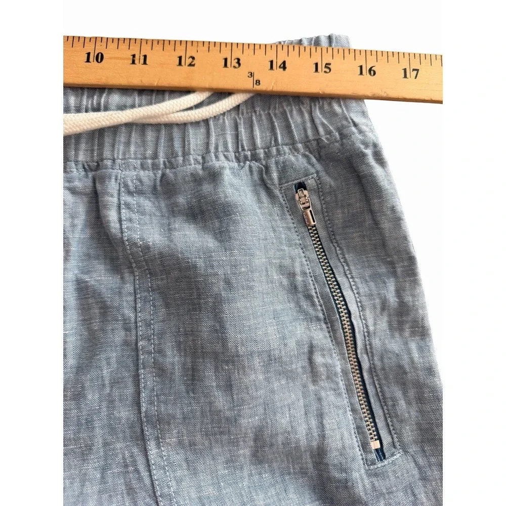 ATHLETA Cabo Tide Linen Jogger Sz 12 Travel Resort 100% Linen Pant Blue #FFF6-4